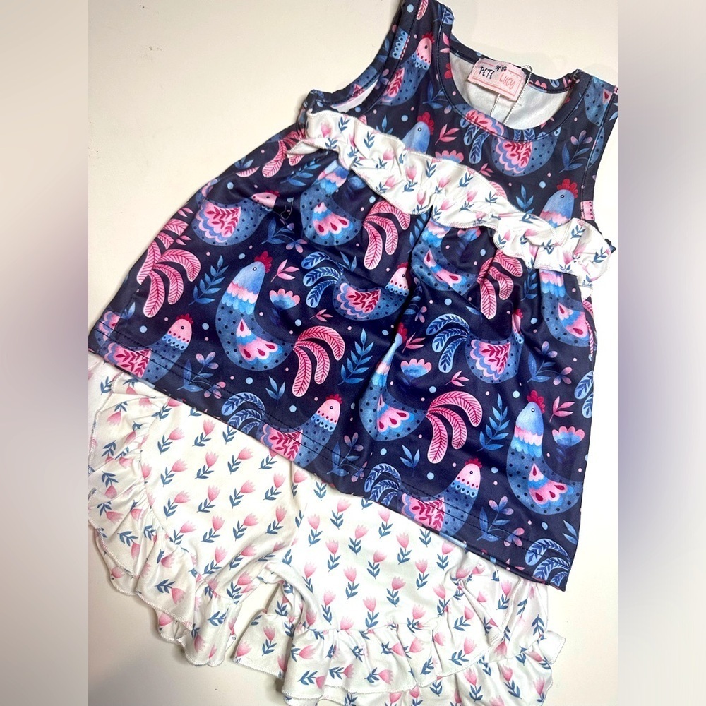 Pete + Lucy Cluck, Cluck Cutie short set 0-6 Months Size summer Chicken